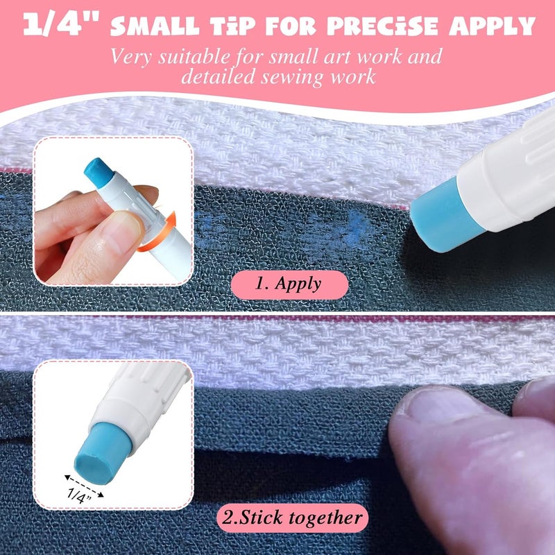 Avenuebool 1 Fabric Glue Pen with 2 Refill, Washable Temporary Fabric Sewing Adhesive, Temporary Blue Glue Stick for English Paper, Quilting, Piecing Patchwork Sewing - Image 5